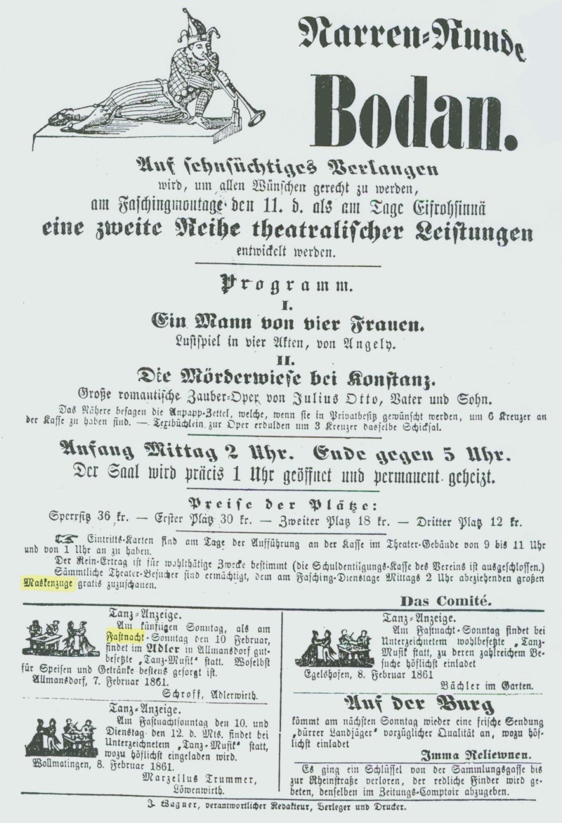 Anzeigen in der Konstanzer Zeitung vom 08.02.1861